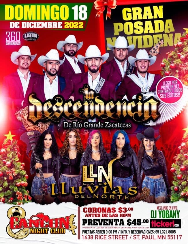 Event - LA DESCENDENCIA, LLUVIAS DEL NORTE - POSADA NAVIDENA - Saint Paul, Minnesota - December 18, 2022 | concert tickets