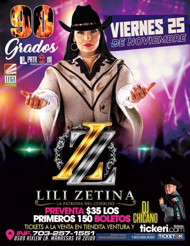 Event - La Patrona de los Corridos: Lili Zetina en Vivo! CANCELLED - Manassas, Virginia - November 25, 2022 | concert tickets