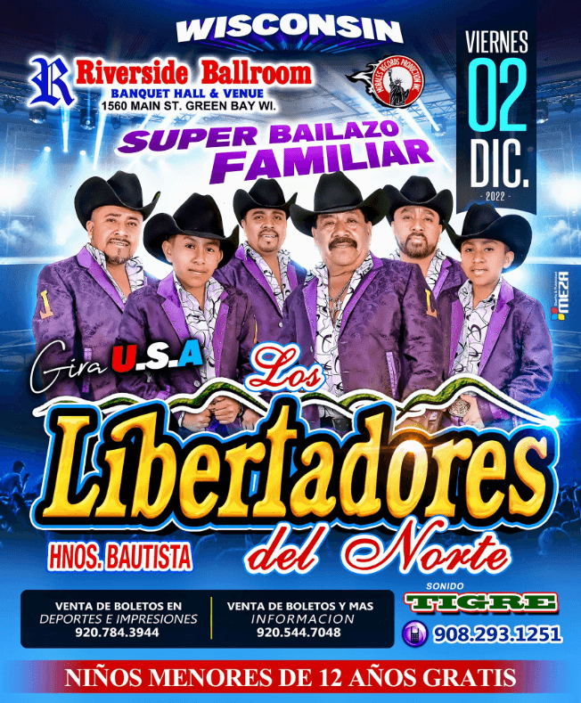 Event - LOS LIBERTADORES DEL NORTE EN CONCIERTO ! GREEN BAY WISCONSIN - Green Bay, Wisconsin - December 2, 2022 | concert tickets