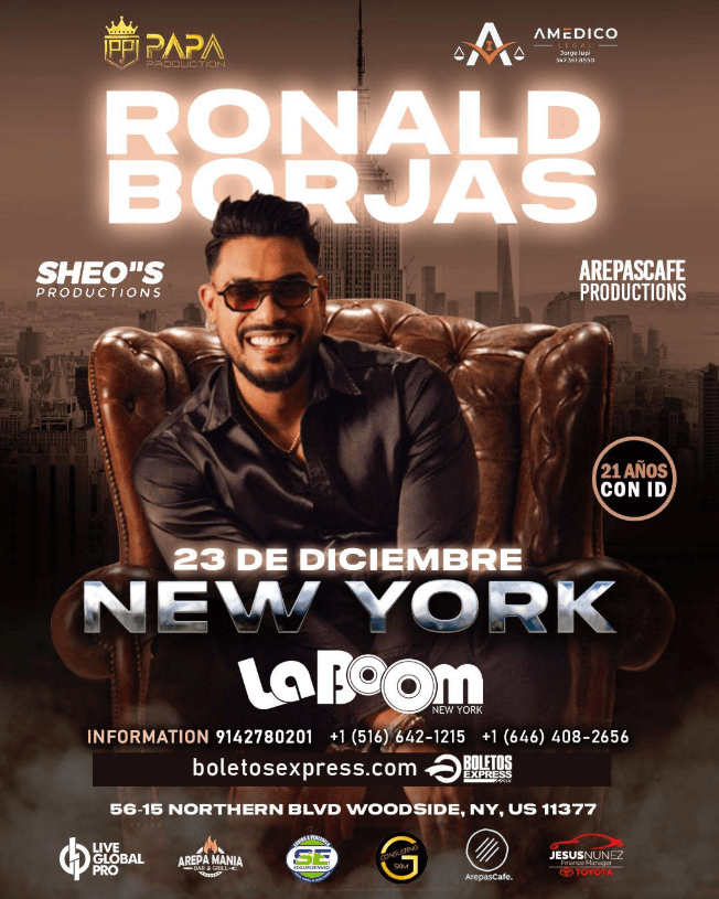 Event - RONALD BORJAS EN CONCIERTO ! WOODSIDE NEW YORK - Woodside, New York - December 2, 2022 | concert tickets