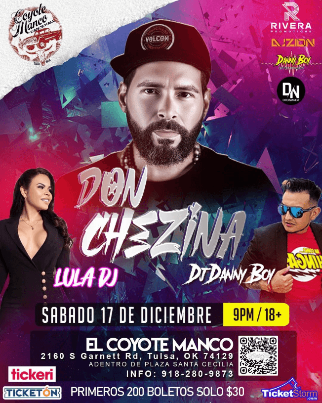 Event - DON CHEZINA EN CONCIERTO ! TULSA OKLAHOMA - Tulsa, Oklahoma - December 17, 2022 | concert tickets