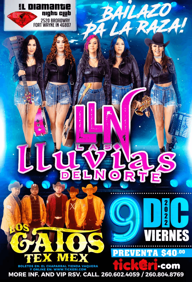 Event - LLN LAS LLUVIAS DEL NORTE ,  LOS GATOS  TEX MEX EN VIVO ! FORT WAYNE INDIANA - Fort Wayne, Indiana - December 9, 2022 | concert tickets