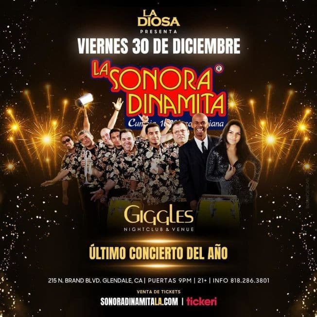 Event - LA SONORA DINAMITA EN LOS ANGELES - Glendale, California - December 30, 2022 | concert tickets