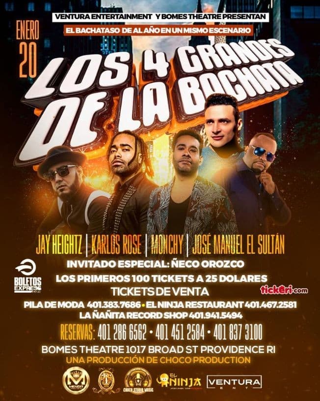 Event - BACHATEAME Tour - Jay Heightz | Jose Manuel "El Sultan" | Karlos Rose | MONCHY | Providence RI - Providence, Rhode Island - January 20, 2023 | concert tickets
