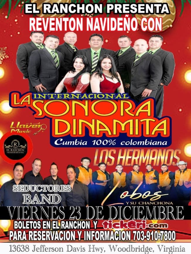 Event - LA INTERNACIONAL SONORA DINAMITA REVENTON NAVIDEÑO EN EL RANCHON - Woodbridge, Virginia - December 23, 2022 | concert tickets