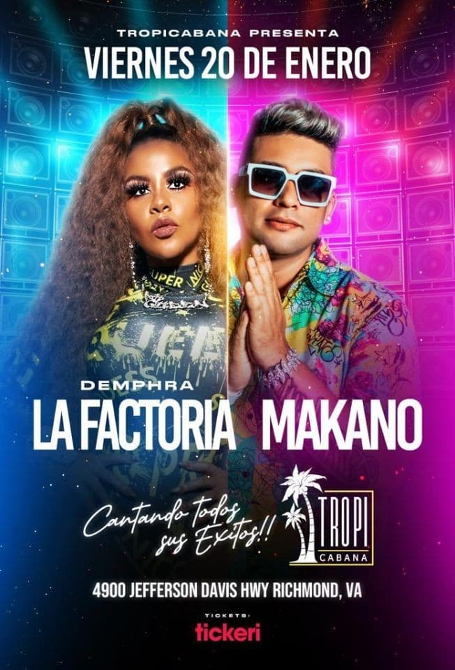 Event - LA FACTORIA & MAKANO EN CONCIERTO ! RICHMOND, VA - Richmond, Virginia - January 20, 2023 | concert tickets