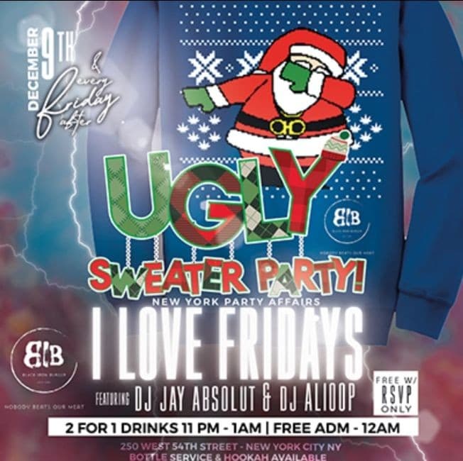Event - I Love Fridays Ugly Sweater Party At Black Iron Burger - New York, New York - 9 de diciembre de 2022 | concert tickets
