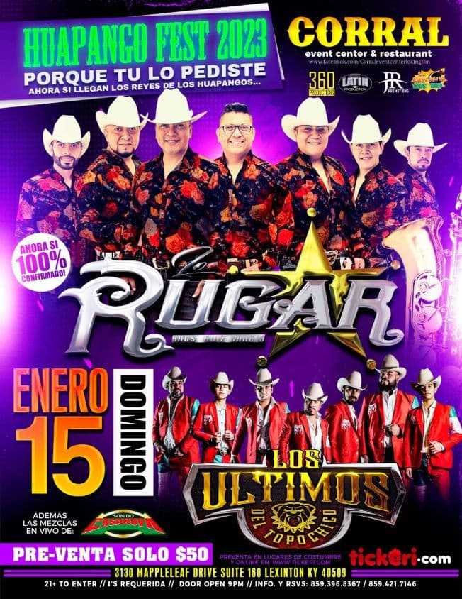 Event - LOS RUGAR , LOS ULTIMOS DEL TOPO CHICO , EN VIVO ! LEXINGTON KENTUCKY - Lexington, Kentucky - January 15, 2023 | concert tickets