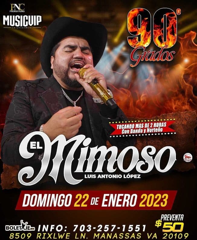Event - EL MIMOSO LUIS ANTONIO LOPEZ EN CONCIERTO ! MANASSAS VIRGINIA - Manassas, Virginia - 22 de enero de 2023 | concert tickets