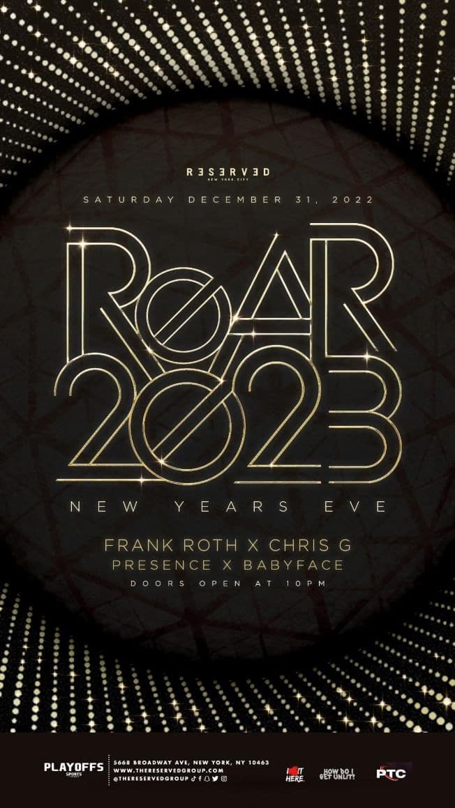Event - Roar 2023 At Playoff Sports Lounge - Bronx, New York - December 31, 2022 | concert tickets
