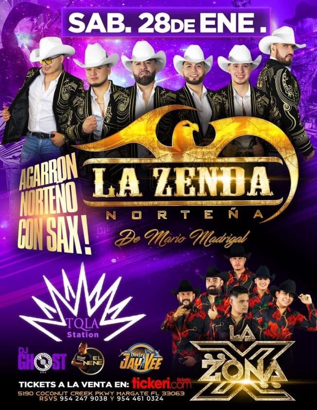 Event - LA ZENDA NORTEÑA , LA ZONA X EN VIVO ! MARGATE FLORIDA - Margate, Florida - January 28, 2023 | concert tickets