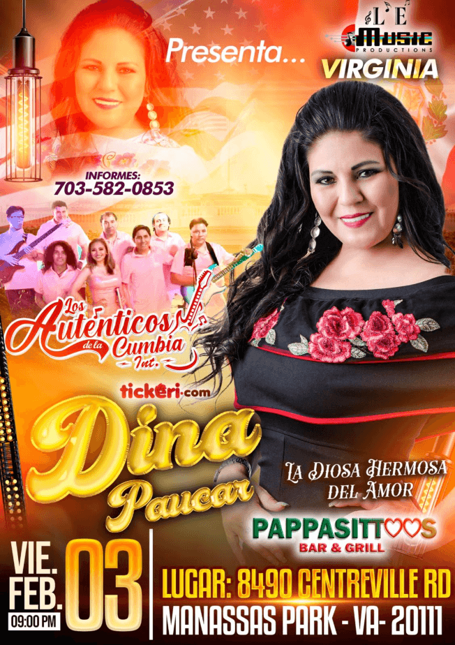 Event - LA DIOSA HERMOSA DEL AMOR " DINA PAUCAR " EN MANASSAS PARK - Manassas Park, Virginia - February 3, 2023 | concert tickets