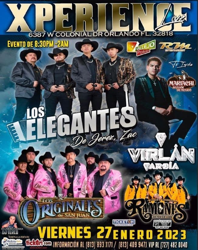 Event - LOS ELEGANTES DE JEREZ , LOS ORIGINALES DE SAN JUAN EN CONCIERTO ! ORLANDO FLORIDA - Orlando, Florida - January 27, 2023 | concert tickets