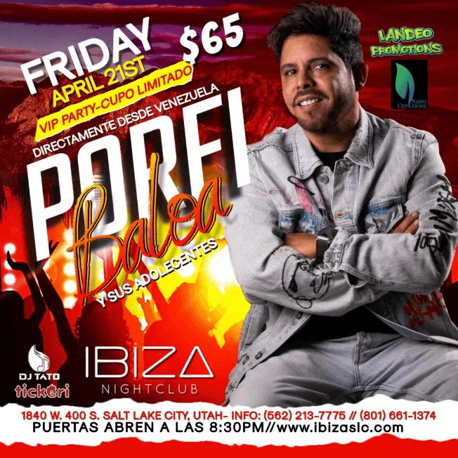 Event - PORFI BALOA Y SUS ADOLECENTES EN CONCIERTO ! SALT LAKE CITY UTAH - Salt Lake City, Utah - April 21, 2023 | concert tickets