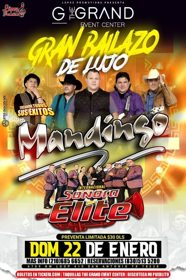 Event - Gran Bailazo de Lujo con Grupo Mandingo y La Sonora Elite en Vivo! - San Antonio, Texas - January 22, 2023 | concert tickets
