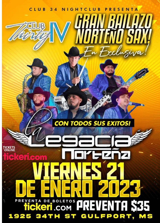 Event - LA ELEGANCIA NORTEÑA EN CONCIERTO ! GULFPORT MISSISSIPPI - Gulfport, Mississippi - January 21, 2023 | concert tickets