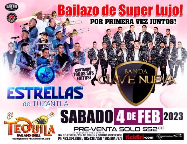 Event - ESTRELLAS DE TUZANTLA Y BANDA CLAVE NUEVA! KNXOVILLE,TN - Knoxville, Tennessee - February 4, 2023 | concert tickets