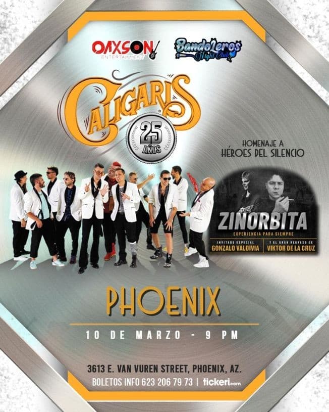 Event - CALIGARIS EN CONCIERTO ! PHOENIX ARIZONA - Phoenix, Arizona - March 10, 2023 | concert tickets