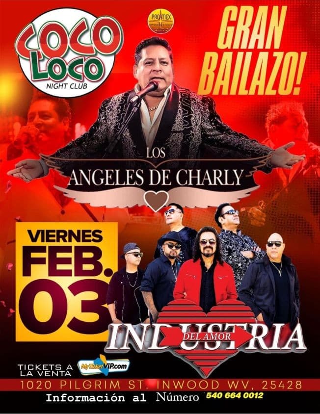 Event - LOS ÁNGELES DE CHARLY & INDUSTRIA DEL AMOR - Inwood, West Virginia - February 3, 2023 | concert tickets