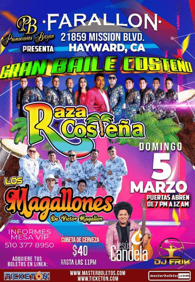 Event - RAZA COSTEÑA , LOS MAGALLONES EN VIVO !  HAYWARD CALIFORNIA - Hayward, California - March 5, 2023 | concert tickets