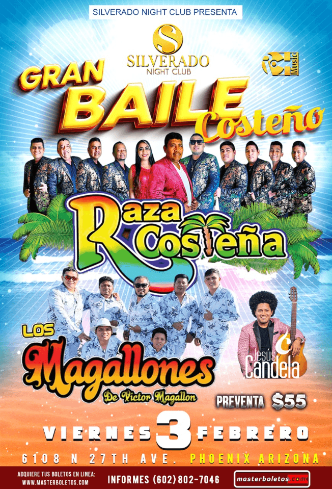 Event - RAZA COSTEÑA , LOS MAGALLONES EN VIVO ! PHOENIX ARIZONA - Phoenix, Arizona - February 3, 2023 | concert tickets