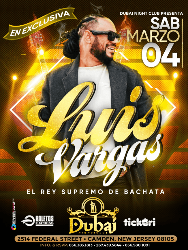 Event - LUIS VARGAS EN CONCIERTO ! CAMDEN NEW JERSEY - Camden, New Jersey - March 4, 2023 | concert tickets