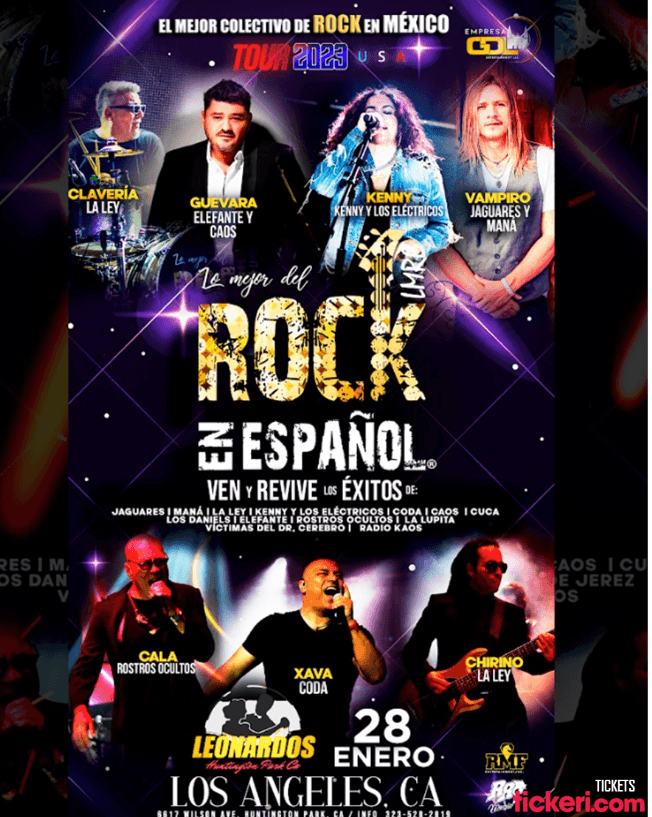 Event - LO MEJOR DEL ROCK EN ESPAÑOL EN LOS ANGELES CALIFORNIA - GDL - Los Angeles, California - January 28, 2023 | concert tickets