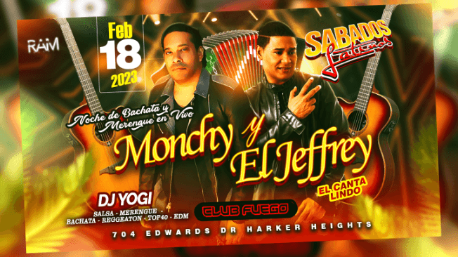 Event - Monchy y el jeffrey bachata y merengue para enamorados - Harker Heights, Texas - February 18, 2023 | concert tickets