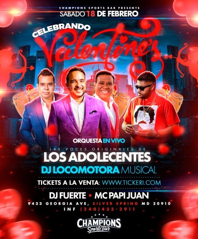Event - LOS ADOLECENTES & DJ LOCOMOTORA MUSICAL (FIESTA DE SAN VALENTIN) - Silver Spring, Maryland - 18 de febrero de 2023 | concert tickets