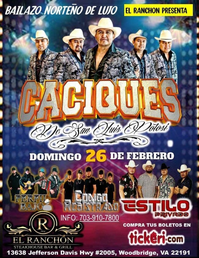 Event - CACIQUES DE SAN LUIS POTOSI , PERFIL BAJO , CODIGO REGISTRADO , ESTILO PRIVADO EN  VIVO ! WOODBRIDGE VIRGINIA - Woodbridge, Virginia - February 26, 2023 | concert tickets