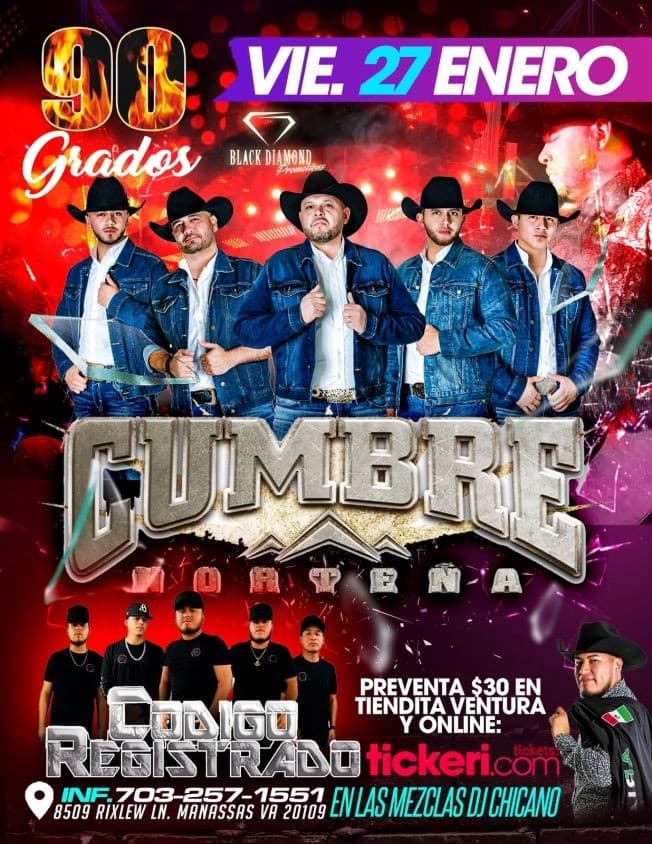 Event - CUMBRE NORTEÑA , CODIGO REGISTRADO EN VIVO ! MANASSAS VIRGINIA - Manassas, Virginia - January 27, 2023 | concert tickets