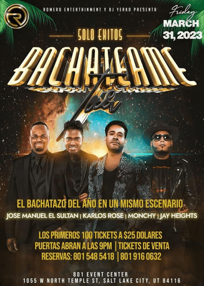 Event - BACHATEAME TOUR  EN  SALT LAKE CITY UTAH - Long Beach, California - March 31, 2023 | concert tickets