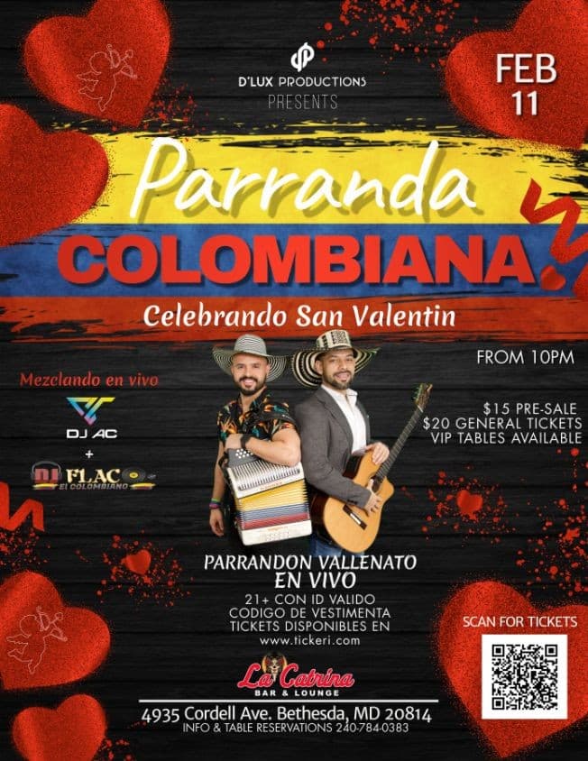 Event - *POSTPONED* Parranda Colombiana celebrando San Valentin - Bethesda, Maryland - February 11, 2023 | concert tickets