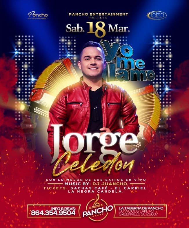 Event - Yo Me Llamo Jorge Celedon en Greenville, SC - Greenville, South Carolina - March 18, 2023 | concert tickets