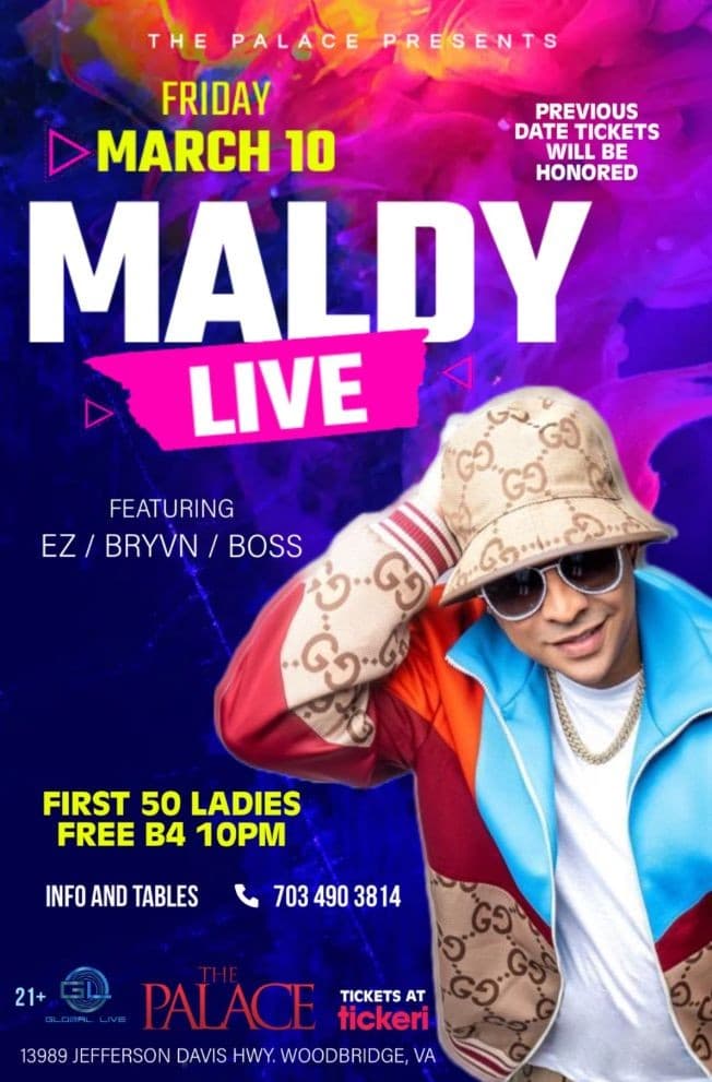 Event - CANCELLED MALDY - VIRGINIA - Woodbridge, Virginia - March 10, 2023 | concert tickets