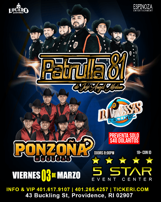 Event - PATRULLA 81 & PONZOÑA MUSICAL en vivo en Providence, RI - Providence, Rhode Island - March 3, 2023 | concert tickets