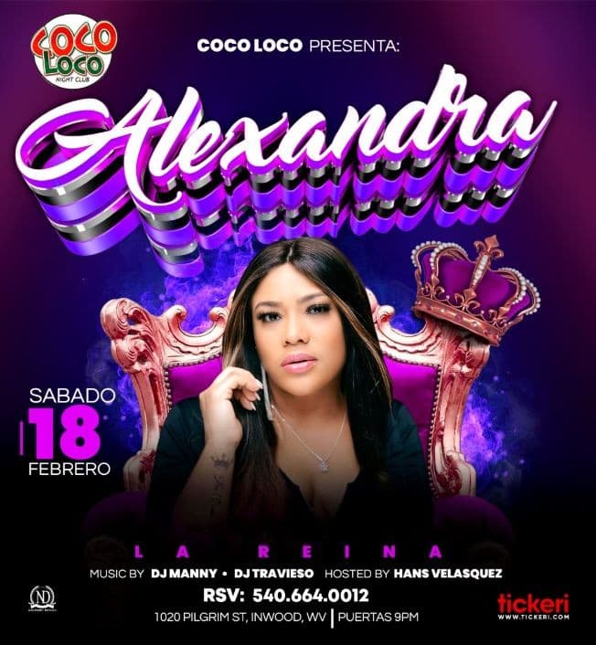 Event - ALEXANDRA EN CONCIERTO! INWOOD, WEST VIRGINIA- NUEVA FECHA*** - Inwood, West Virginia - February 18, 2023 | concert tickets