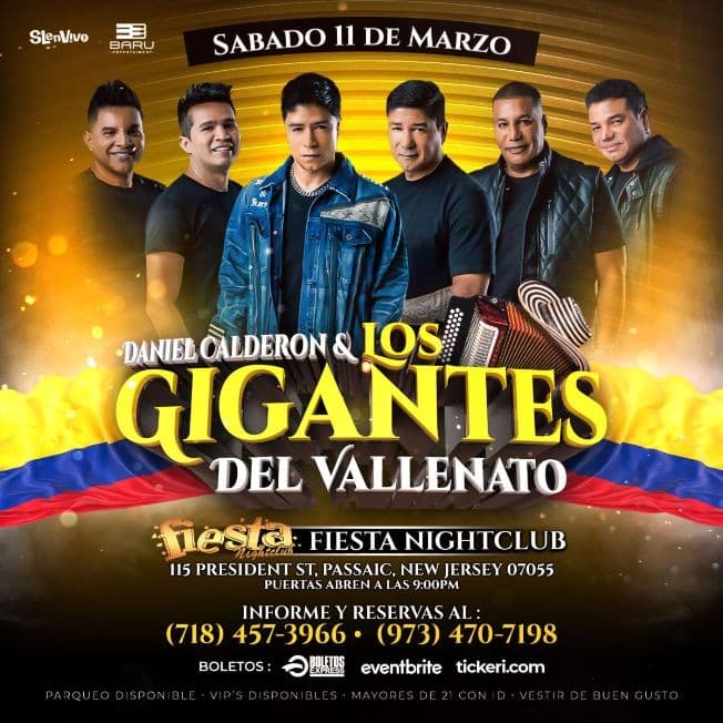 Event - DANIEL CALDERON Y LOS GIGANTES DEL VALLENATO!!!!! PASSAIC, NJ - Passaic, New Jersey - March 11, 2023 | concert tickets