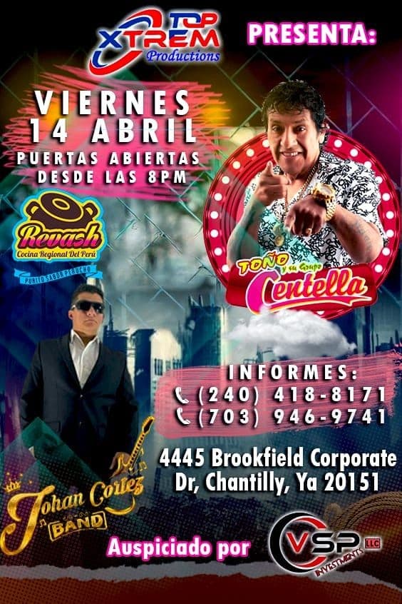 Event - TOÑO CENTELLA en VIRGINIA - Chantilly, Virginia - April 14, 2023 | concert tickets