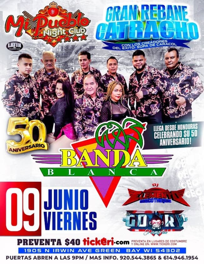 Event - Rebane Catracho con Banda blanca - Cancelado - Green Bay, Wisconsin - June 9, 2023 | concert tickets
