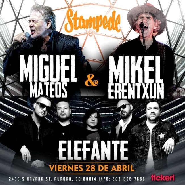 Event - MIGUEL MATEOS, MIKEL ERENTXUN Y ELEFANTE EN DENVER - Aurora, Colorado - April 28, 2023 | concert tickets