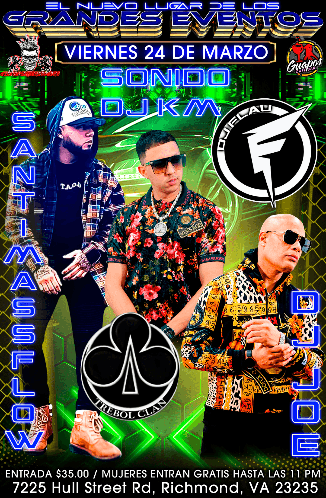 Event - TREBOL CLAN Y SANTIMASS FLOW EN VIVO RICHMOND VIRGINIA - Richmond, Virginia - March 24, 2023 | concert tickets