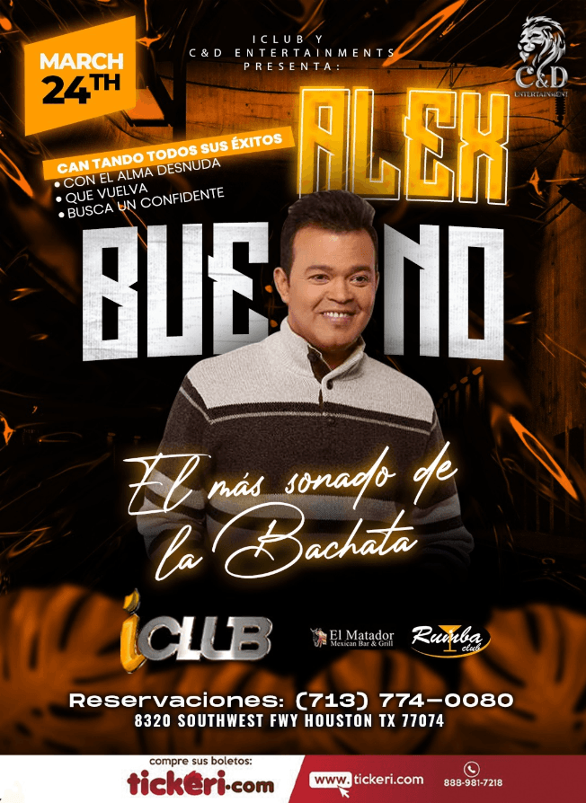 Event - ALEX BUENO EN CONCIERTO ! HOUSTON TEXAS - Houston, Texas - March 24, 2023 | concert tickets