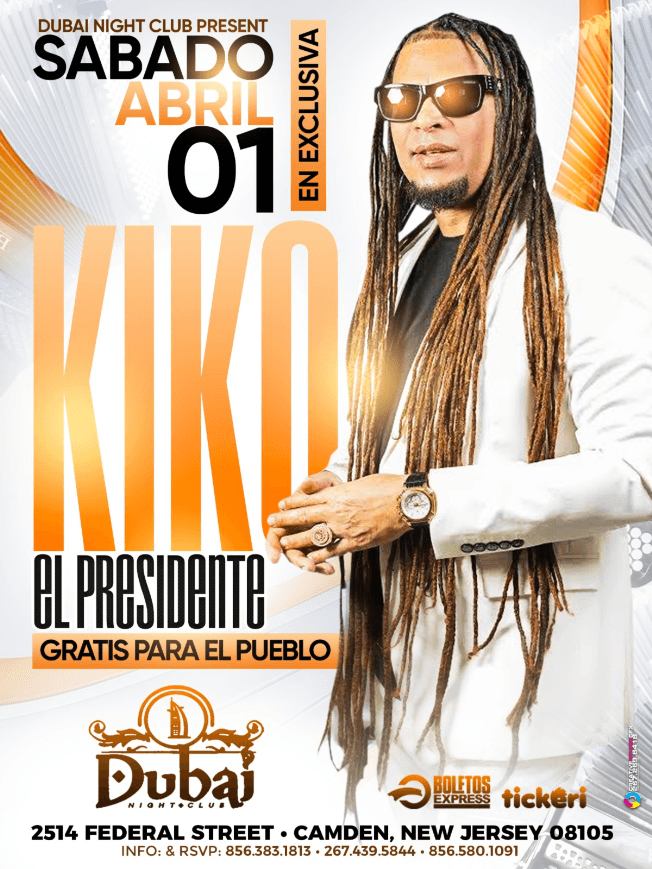 Event - KIKO EL PRESIDENTE EN CONCIERTO ! CAMDEN NEW JERSEY - Camden, New Jersey - April 1, 2023 | concert tickets