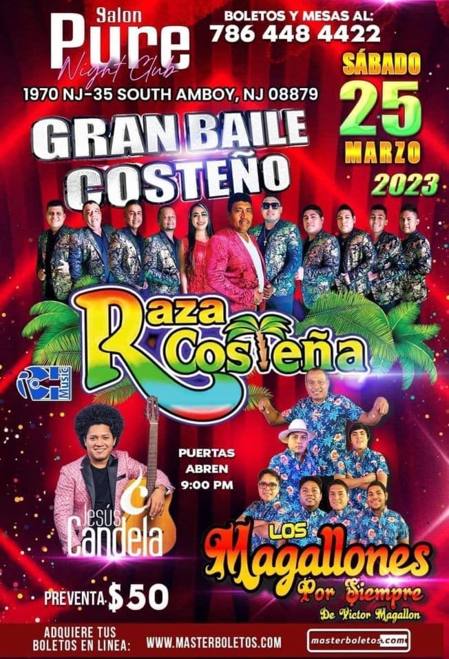 Event - RAZA COSTEÑA , LOS MAGALLONES EN VIVO ! SOUTH AMBOY NEW JERSEY - South Amboy, New Jersey - March 25, 2023 | concert tickets