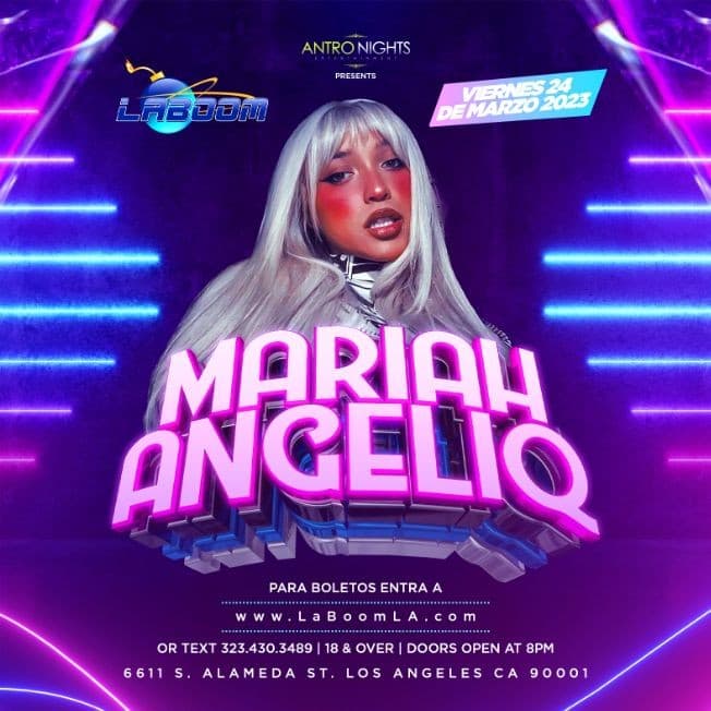 Event - MARIAH en LA BOOM de Los Angeles - Los Angeles, California - March 24, 2023 | concert tickets
