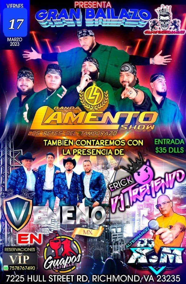 Event - BANDA LAMENTO SHOW DE DURANGO EN VIVO RICHMOND VIRGINIA - Richmond, Virginia - March 17, 2023 | concert tickets