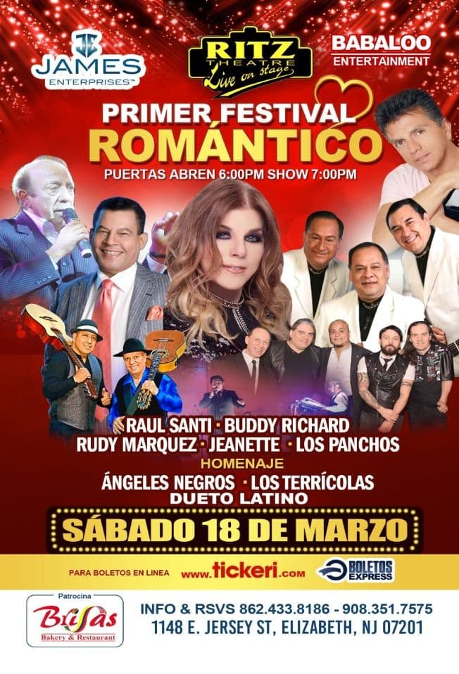 Event - PRIMER FESTIVAL ROMANTICO RAUL SANTI - BODY RICHARD - RUDY MARQUEZ - TORMENTA - JANETTE EN VIVO ! ELIZABETH NEW JERSEY * CANCELED* - Elizabeth, New Jersey - March 18, 2023 | concert tickets
