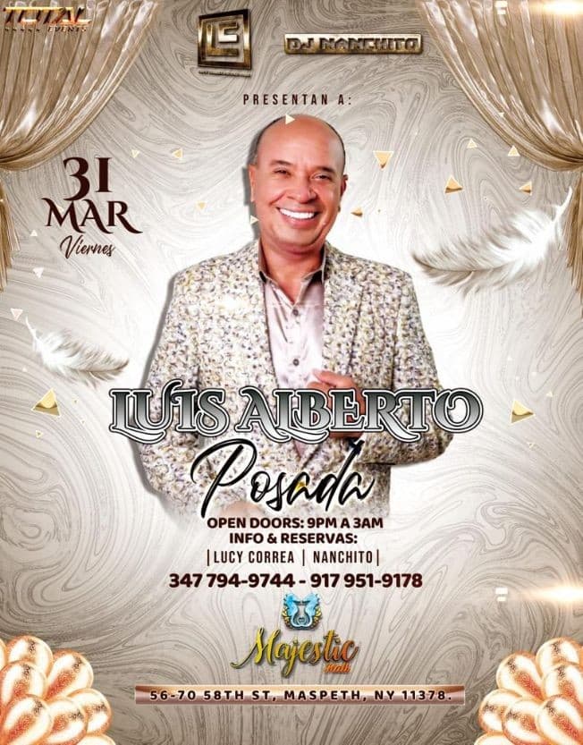 Event - LUIS ALBERTO POSADA en Concierto - maspeth, New York - March 31, 2023 | concert tickets