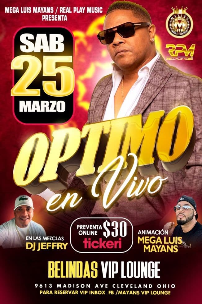 Event - OPTIMO EN CLEVELAND - Cleveland, Ohio - March 25, 2023 | concert tickets
